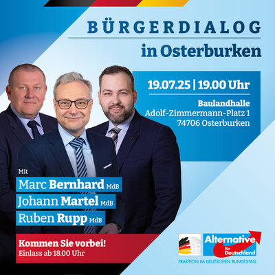 Event-Flyer Bürgerdialog in der Baulandhalle Osterburken